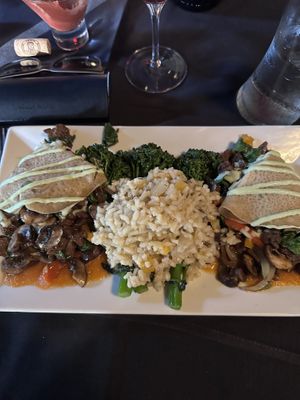 Seitan Steak and mushroom crepes   at The Studio in Hilton Head Island