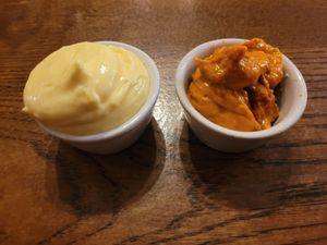 Garlic Aioli Mayo and Nduja Aioli at Tân Woodfired Pizza in Caernarfon