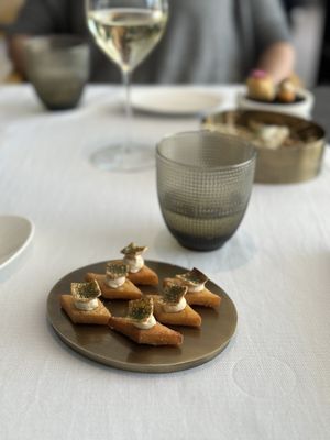 Chickpea panissa and hummus   at Marixx in Ventimiglia