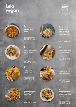 Menu  at Tiệm trà Lê La - Le La Vegan in Cao Bang
