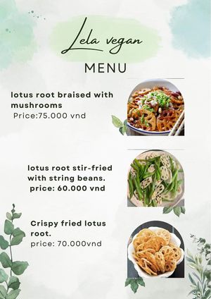 Menu  at Tiệm trà Lê La - Le La Vegan in Cao Bang