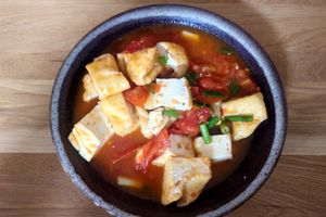 Tofu tomatoes at Tiệm trà Lê La - Le La Vegan in Cao Bang