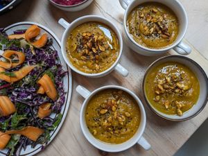 Seasonal soup at Almanac Cafe in Plymouth