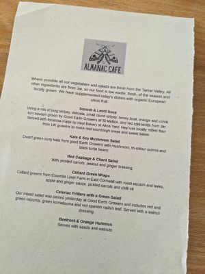 Almanac opening menu at Almanac Cafe in Plymouth