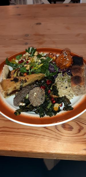 Big plate...a little of everything  at Almanac Cafe in Plymouth