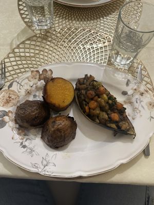 stuffed eggplant- sweet potato   at Espaco Funchal in Funchal