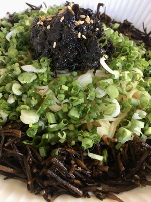 Laver pesto fusiformis pasta (all vegan)  at Soombida - 숨비다 in Jeju