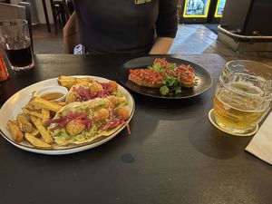 Falafel tacos and tartare  at Jáma³ Garden Pub in Prague