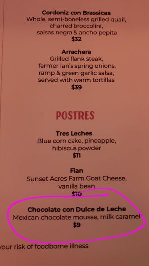 Dessert! Ask for the mousse without the milk caramel! at Cantina Calafia in Portland