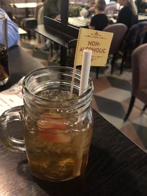 Peach ice tea  at Pinchos in Sundbyberg
