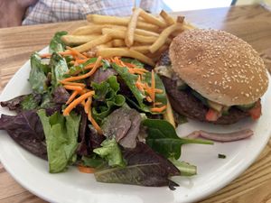 Black sheep vegan lamb burger   at Brothers Cafe in San Mateo