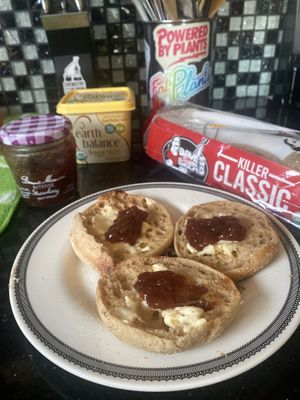 Simple Girl Breakfast - with LOTS of vegan butter + jam 🍓 I love how they expanded their offerings! Keep an eye out!  at Dave's Killer Bread in Milwaukie
