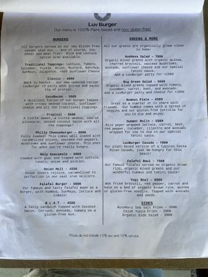 Menu at Luv Burger in Samara