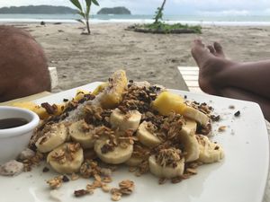 There are vegan pancakes under there somewhere  at Luv Burger in Samara