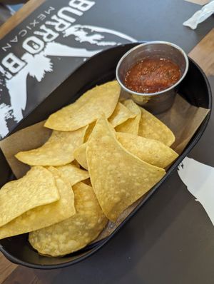 Nachos and salsa at Burro Blanco - Motor City in Dubai