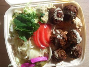 Falafel hoummus plate at Aroma Vegetarian & More in Frankfurt