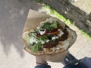 Falafel Hummus Pita Sandwich (vegan)  at Aroma Vegetarian & More in Frankfurt