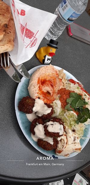 The vegetarian plate at Aroma Vegetarian & More in Frankfurt