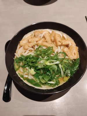 Kitsune made with vegan broth at Breakfast Udon - 朝うどん in Kyoto
