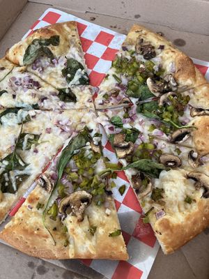 Vegan Italian veggie w white sauce (half modified toppings)   at Apna Pizza in Rockville