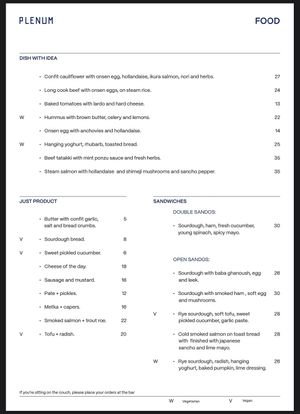 Menu 1  at Plenum in Gdansk