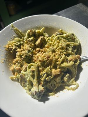 Vegan pesto pasta at Main Street Bistro in Bisbee