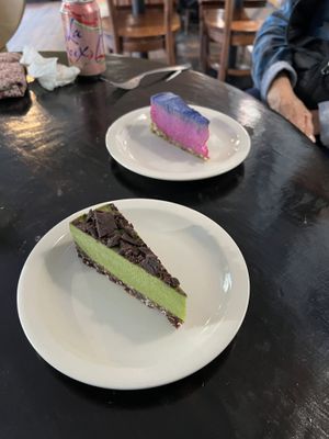 Mint chocolate chip and prickly pear!  at Main Street Bistro in Bisbee