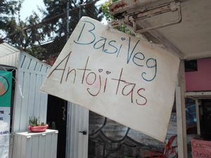 Sign at BasiVeg Antojitas in Mexico City