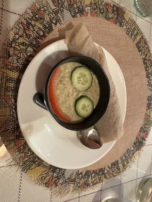 Lentil mousse starter  at Taitu Cuisine in Paris