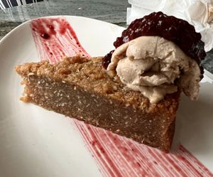 Cassava Pone w/Soursop Ice cream - it tasted a bit like carrot cake  at HAAM - Caribbean Plant Cuisine in Brooklyn