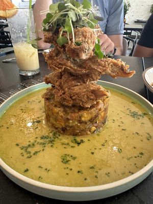 Mofongo with fried oyster mushrooms  at HAAM - Caribbean Plant Cuisine in Brooklyn