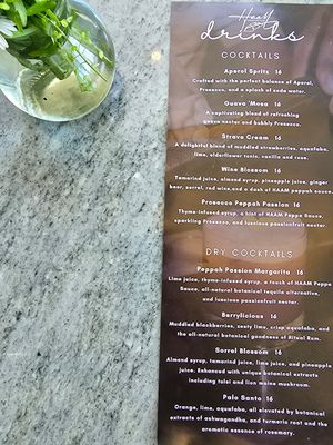 Cocktails and mocktails ("dry cocktails") at HAAM - Caribbean Plant Cuisine in Brooklyn