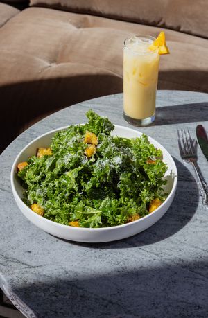 curry kale salad at HAAM - Caribbean Plant Cuisine in Brooklyn