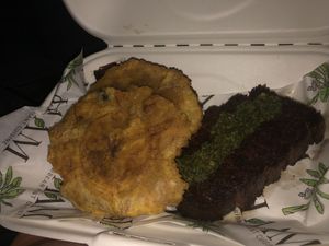 Chimichurri chunk steak - no rice quinoa instead   at HAAM - Caribbean Plant Cuisine in Brooklyn