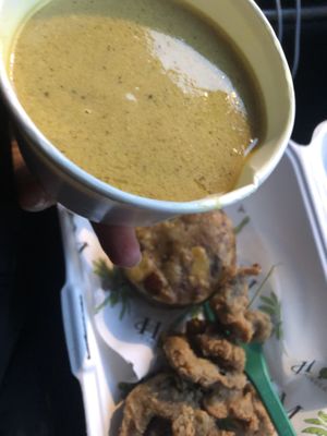 Curry sauce for Yuh motha’s Mofongo 
  at HAAM - Caribbean Plant Cuisine in Brooklyn