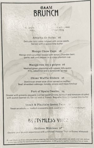Brunch menu  at HAAM - Caribbean Plant Cuisine in Brooklyn