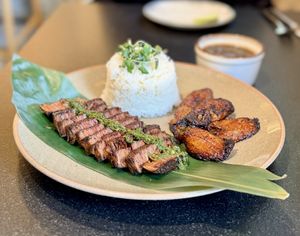 Steak and rice   at HAAM - Caribbean Plant Cuisine in Brooklyn