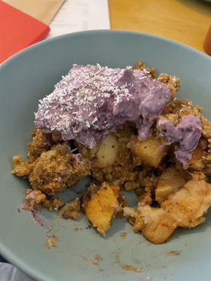 Apple crumple earl grey with blueberry cream (forgot to take photo)  at Bataat in Amsterdam