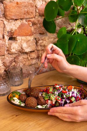 Vegan Falafel salad at FLFL - Centraal in Utrecht