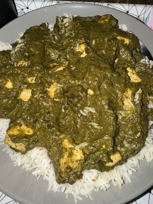 Palak tofu with take out   at Peoples Indian Restaurant in Pittsburgh