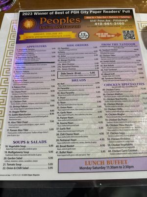   at Peoples Indian Restaurant in Pittsburgh