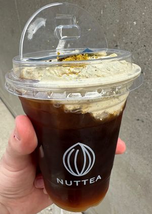 Iced coffee with nut cream  at Nuttea in Toronto