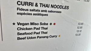 Vegan mentioned on menu at Udon  in Girona