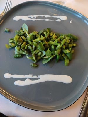 Insalatina tiepida di asparagi at Al Dossello in Provaglio Diseo