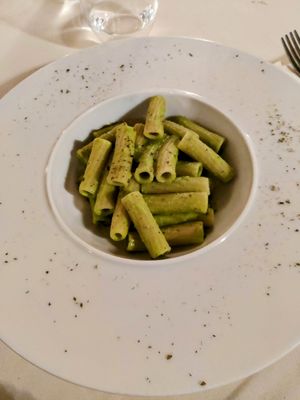 Pasta con crema di piselli at Al Dossello in Provaglio Diseo