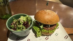 Vegan burger with jackfruit patty   at Soul Pantry in New Delhi