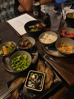 Banchan and vegan dumplings  at The Dragon Room in Columbia