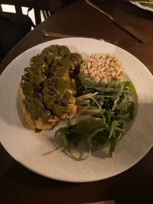 Cauliflower steak with chimichurri at Casa Vegetariana in Porto