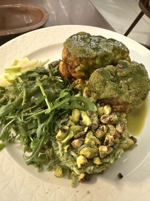 Cauliflower steaks   at Casa Vegetariana in Porto