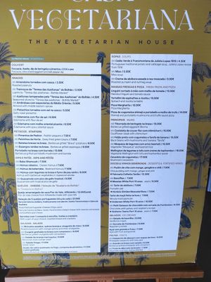 Menu at Casa Vegetariana in Porto